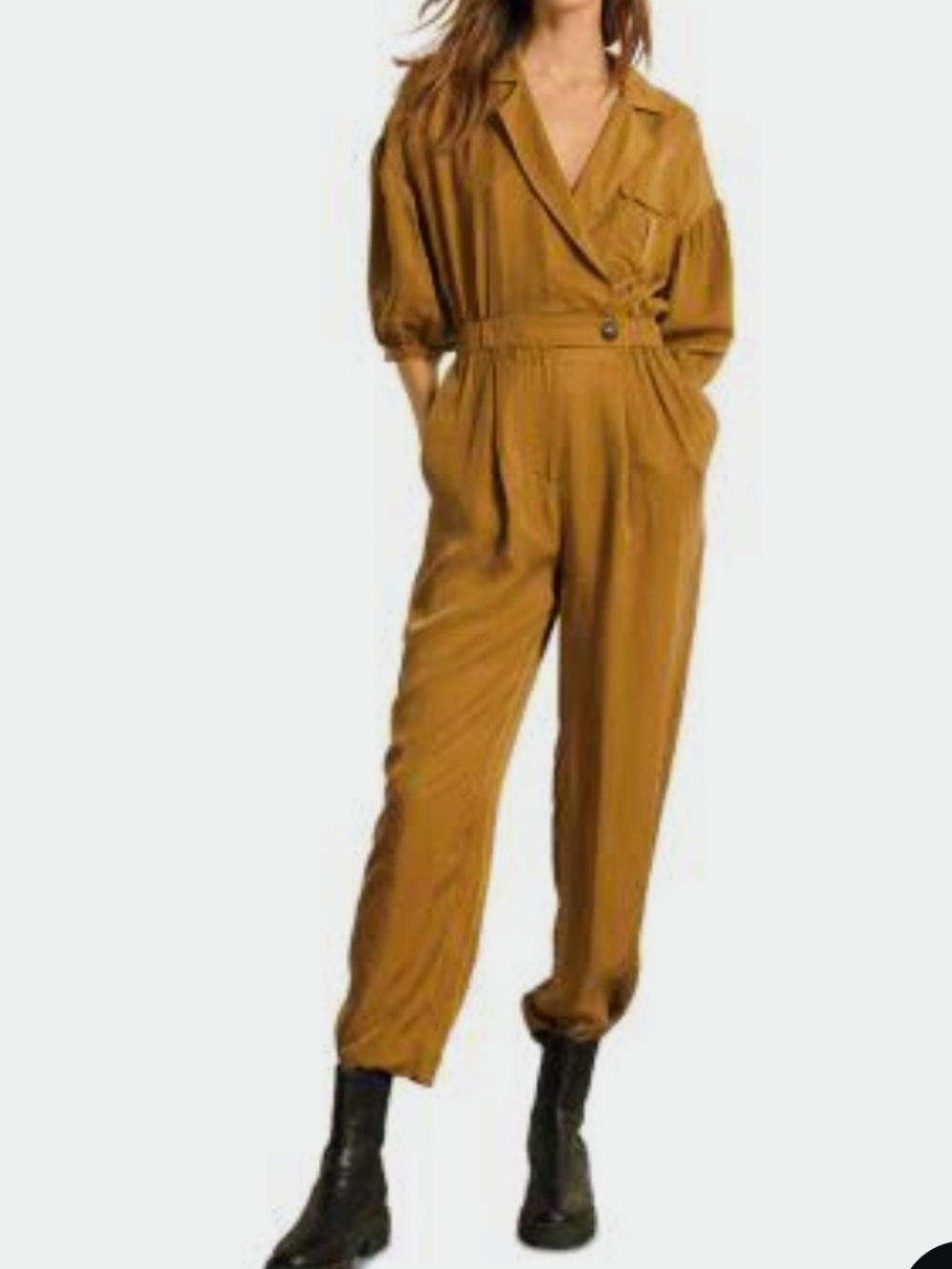 Ba&sh Aida Crossover Camel Tan One Jumpsuit Romper Size 4 US Small Women Rare!
